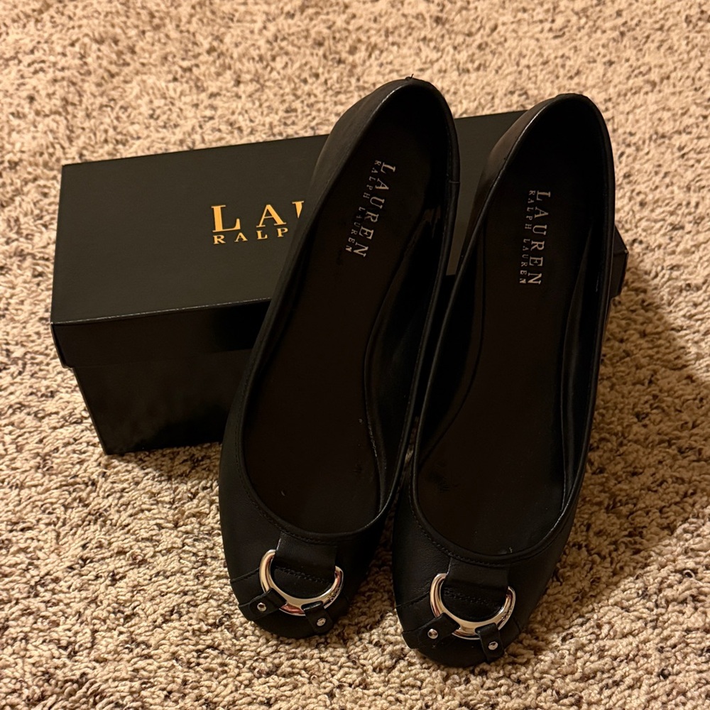 Lauren Ralph Lauren Black Flats with Silver Accents